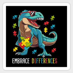 Dinosaur Embrace Differences Autism Awareness Gift Boy Kids Sticker